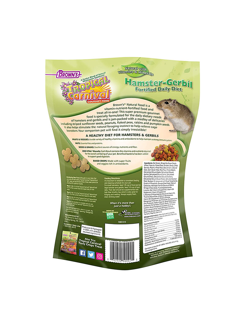 F.M. Brown Tropical Carnival Natural Hamster-Gerbil Food, 2-Pound Package
