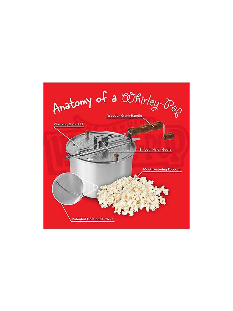 Wabash Valley Farms Barn Red Whirley-PopTM, Classic Black Retail Packaging Real Theater All-Inclusive Popping Kit