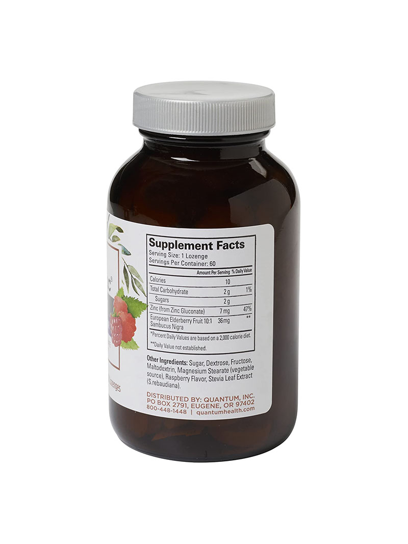 Quantum Health TheraZinc Elderberry Lozenges, Made with Zinc Gluconate for Immune Support, 60 Count
