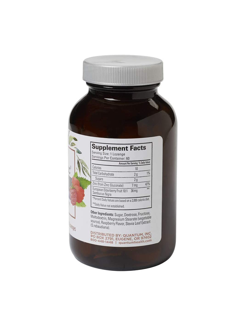 Quantum Health TheraZinc Elderberry Lozenges, Made with Zinc Gluconate for Immune Support, 60 Count