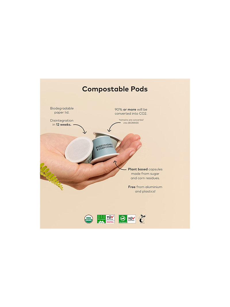 Grana Cafe Capsules for Nespresso Original Machine - 40 Capsules of 100% Compostable and Organic