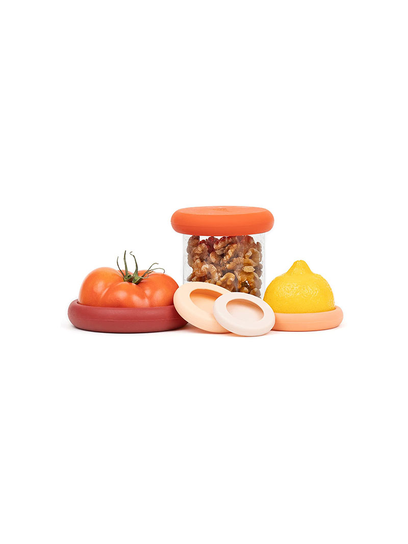 Food Huggers Reusable Food Savers - Food Huggers Set Of 5 Silicone Fruit & Vegetable Covers - Dishwasher Safe Silicone / 100% BPA & Phthalate Free - Patented Product by USA Company (Terracotta)